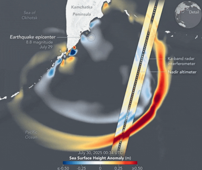 캄차카 대지진 쓰나미, 우주서 봤더니
